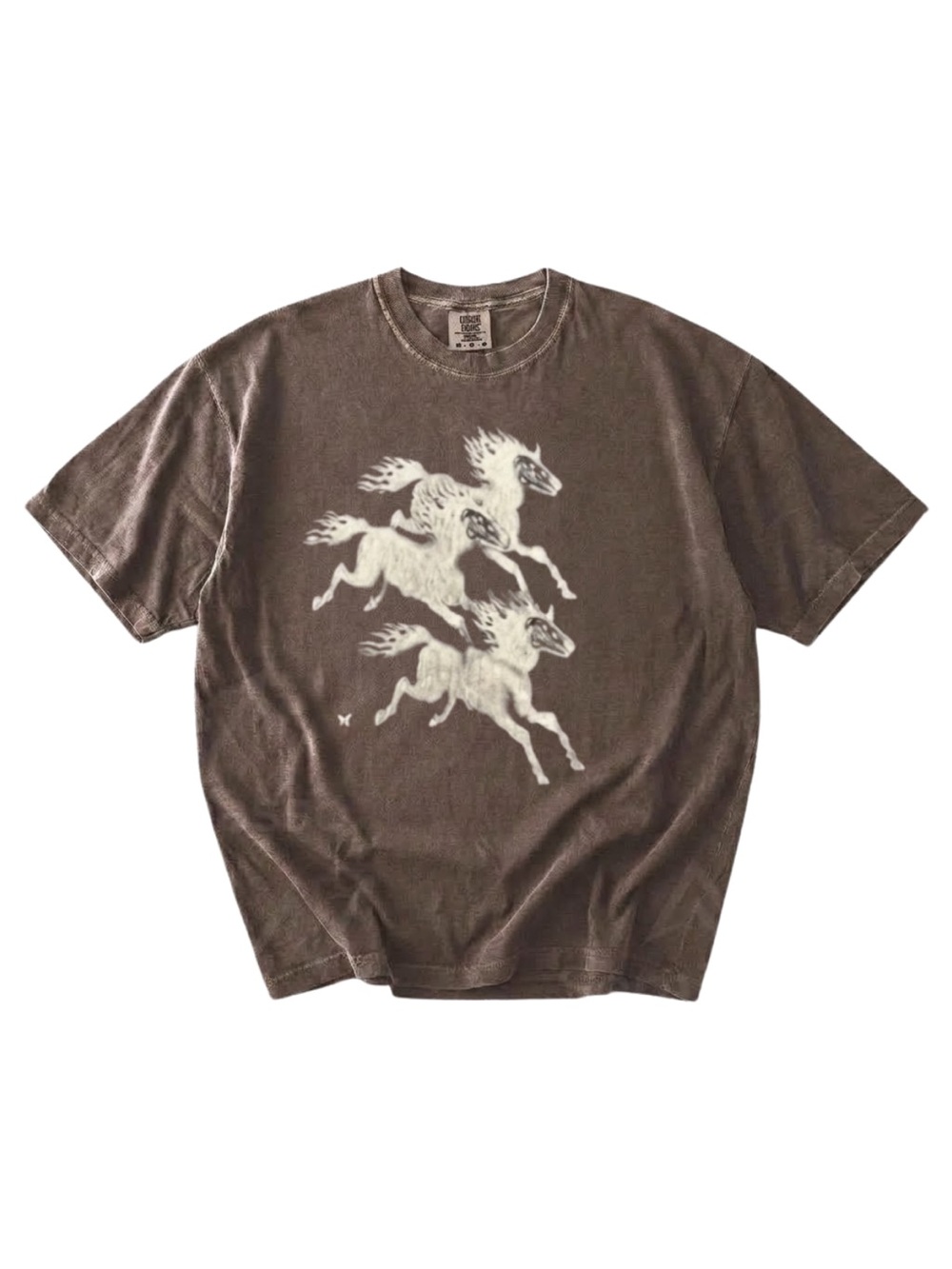 Comfort colors Brown Graphic T-Shirt with White Horse Print